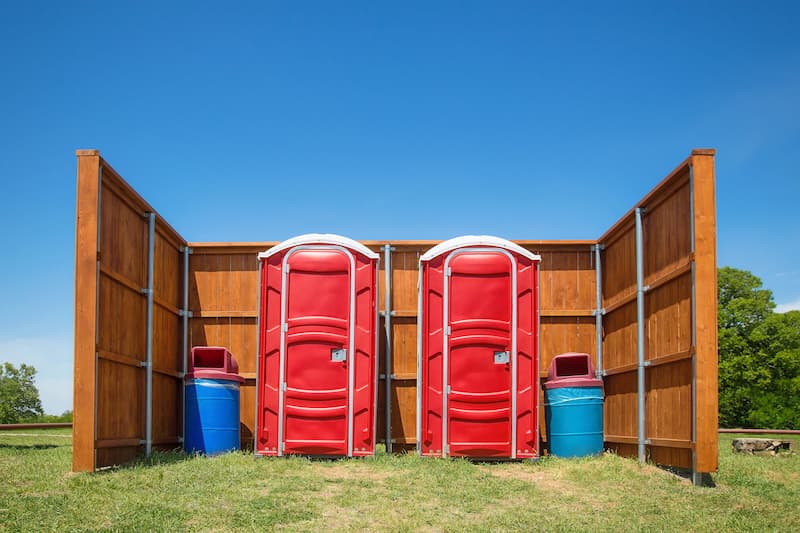 Short-term porta potty units staged for delivery in Grand Junction, Colorado